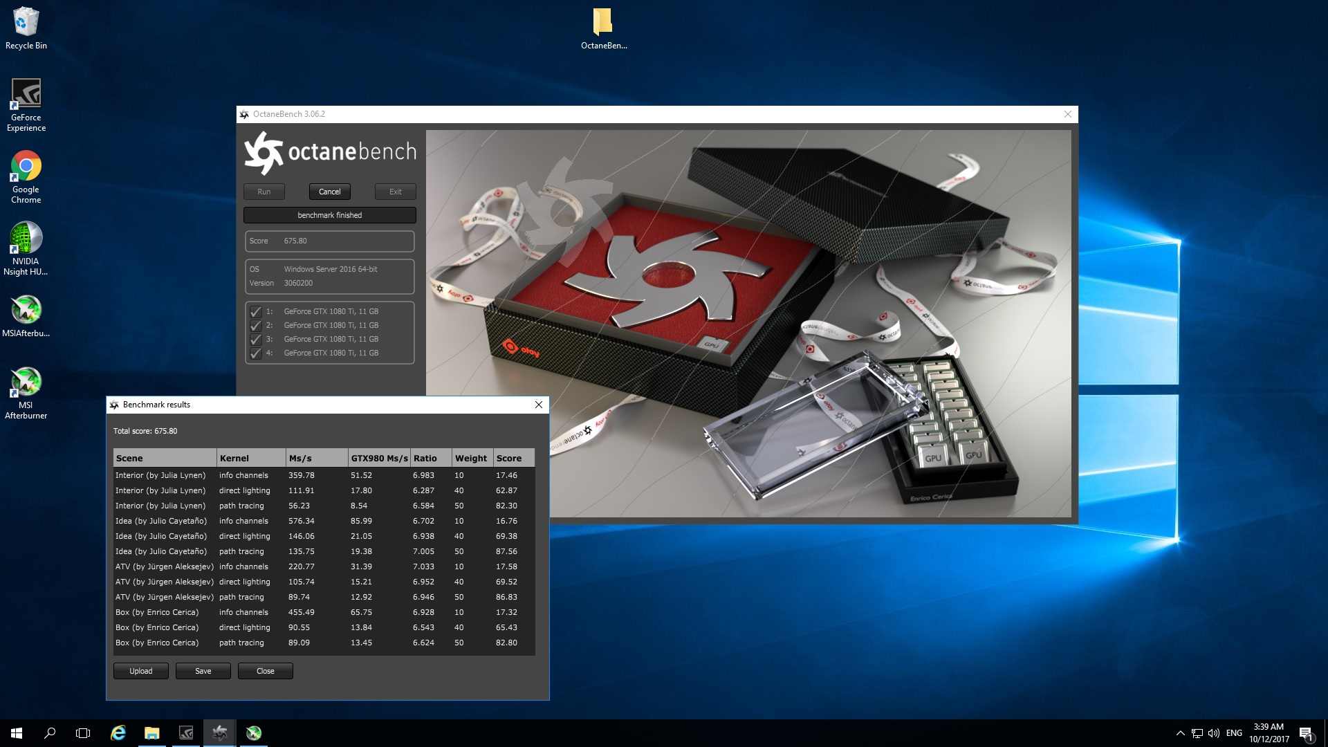 Testing results of the server with 4x GTX 1080